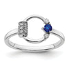 0.18 Ct Round Blue Created Sapphire & Diamond Prong 14K White Gold Circle Ring