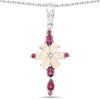 0.78 Ct Pear White Ethiopian Opal Prong Silver Cocktail Cross Pendant Necklace