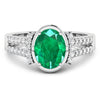 1.53 Ct Oval Green Zambian Emerald & Diamond Prong 14K Gold Bridge Ring