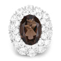 9.29 Ct Oval Brown Smokey Quartz Prong Sterling Silver Double Halo Ring by Fine Color Jewels