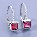 2.48 Ct Octagon Red Rubellite & Lab Diamond Prong 14K Gold Stud Earrings by Fine Color Jewels