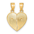 10K Gold Two-Tone Te Amo Breakable Heart Pendant by Fine Color Jewels