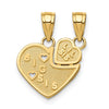 10K Real Gold 2 Sister Charm Break-Apart Pendants