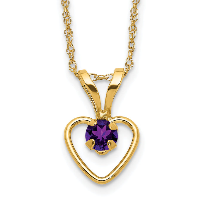 10k Yellow Gold Heart in Heart Birthstone Necklace by Fine Color Jewels