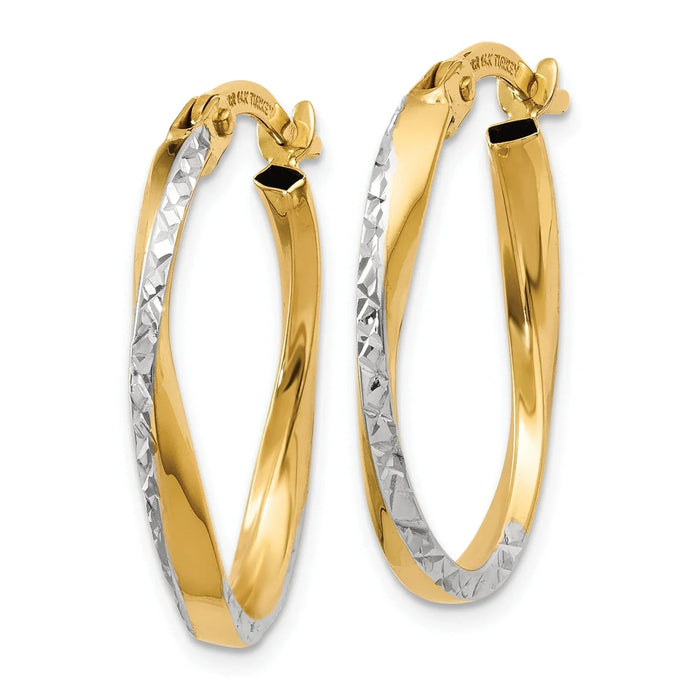 10k Gold Medium Oval Hoop Earrings by Fine Color Jewels