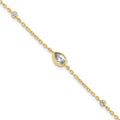 0.43 Ct Pear White Lab Grown Diamond Bezel 14K Yellow Gold Station Chain Bracelet by Fine Color Jewels