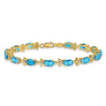 Genuine Swiss Blue Topaz 14K Gold Floral Bracelet by Fine Color Jewels