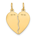 14k Gold BEST SISTER Break-apart Heart Charm Pendant by Fine Color Jewels