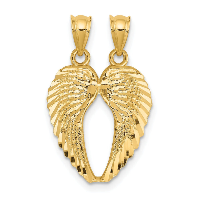 14k Gold Two-Piece Break-Apart Wings Pendant by Fine Color Jewels