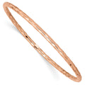 14K Rose Gold Hammered Textured Round Slip-On Bangle Bracelet by Fine Color Jewels