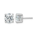 14K White Gold Round Shaped Lab Grown Diamond Stud Earrings by Fine Color Jewels