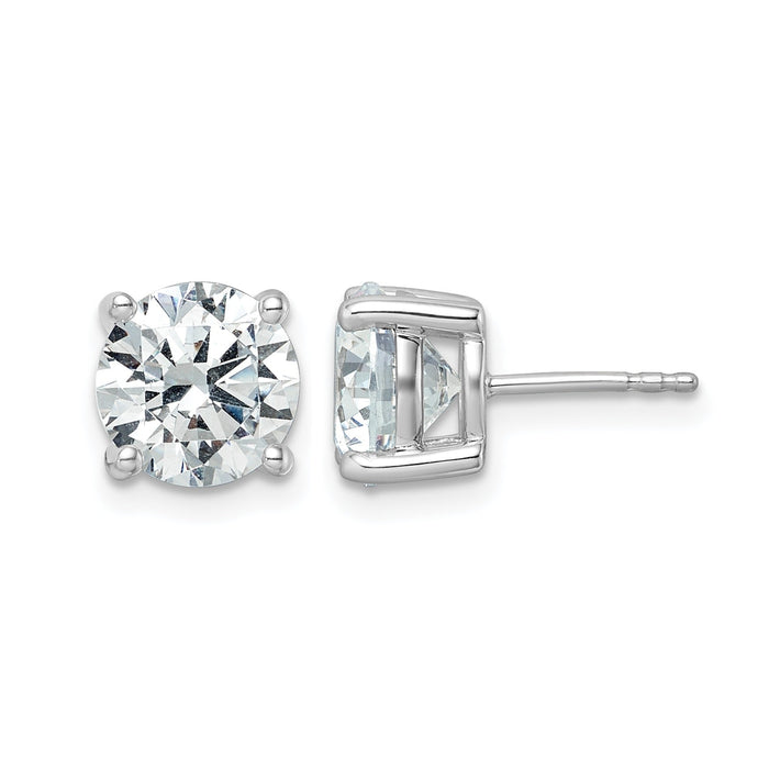 14K White Gold Round Shaped Lab Grown Diamond Stud Earrings by Fine Color Jewels