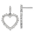 14k White Gold 1 ct Lab Grown Diamond Dangle Heart Earrings by Fine Color Jewels
