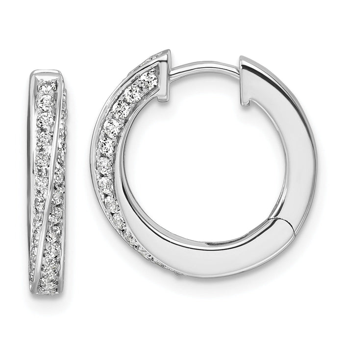 14k Gold Lab Diamond Twisted Hinged Hoop Earrings by Fine Color Jewels