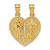 14k Gold Te Amo Crucifix Break-apart Heart Pendant