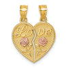 14k Real Gold LOVE And Roses Heart breakable pendant