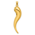 14k Gold Hollow 3-D Italian Horn Pendant by Fine Color Jewels