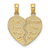 14k Gold 2-Piece Break-Apart Heart Charm Pendant