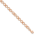 14k Rose Gold Infinity Figure-8 Link Lobster Clasp Chain Bracelet by Fine Color Jewels