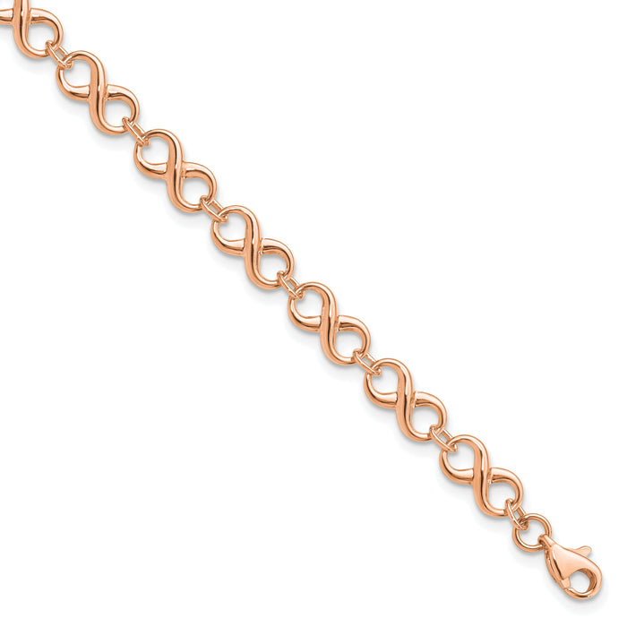 14k Rose Gold Infinity Figure-8 Link Lobster Clasp Chain Bracelet by Fine Color Jewels
