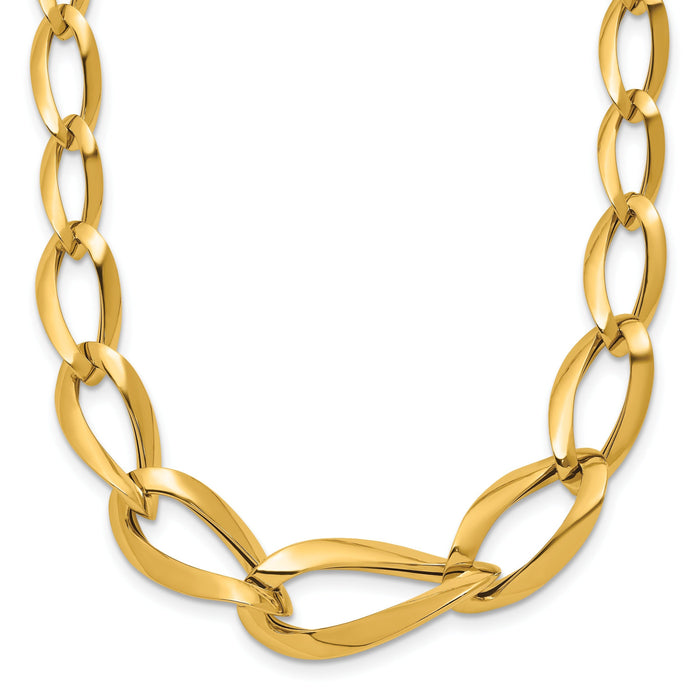 14K Yellow Gold Link Chain Necklace by Fine Color Jewels