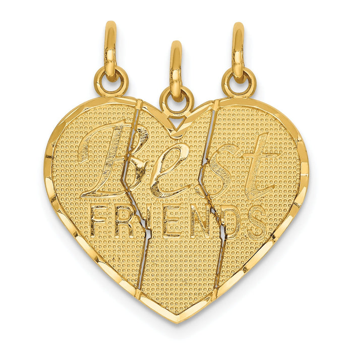 3-piece 14k Gold Best Friends Break-apart Pendant by Fine Color Jewels