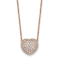 Lab Grown Diamond Cluster Heart Necklace 14K White Gold by Fine Color Jewels