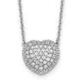 Lab Grown Diamond Cluster Heart Necklace 14K White Gold by Fine Color Jewels