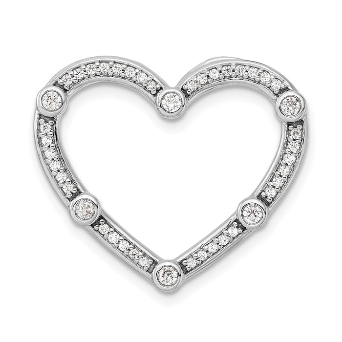 14k Gold Lab Diamond Open Heart Chain Slide Pendant by Fine Color Jewels