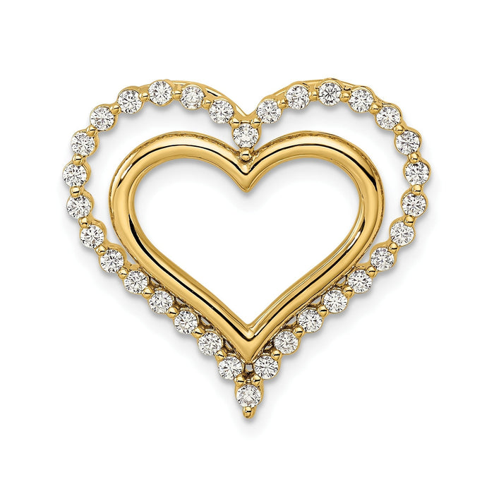Lab Grown Diamond Double Heart in Heart Pendant 14k Gold by Fine Color Jewels