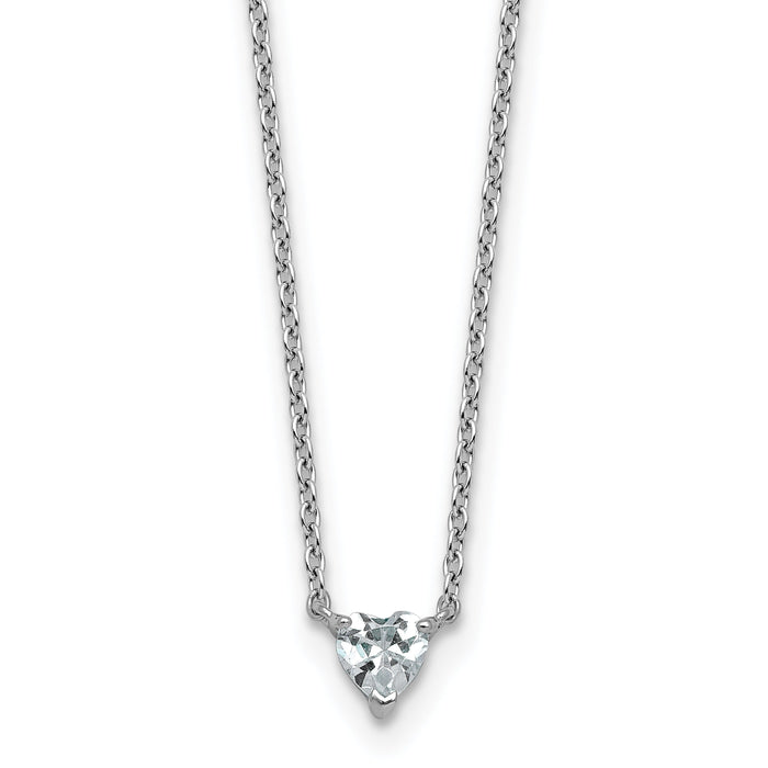 14k Gold Lab Grown Diamond Solitaire Heart Necklace by Fine Color Jewels
