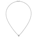 14k White Gold Lab Grown Diamond Solitaire Heart Necklace by Fine Color Jewels