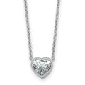 14k White Gold Lab Grown Diamond Solitaire Heart Necklace by Fine Color Jewels