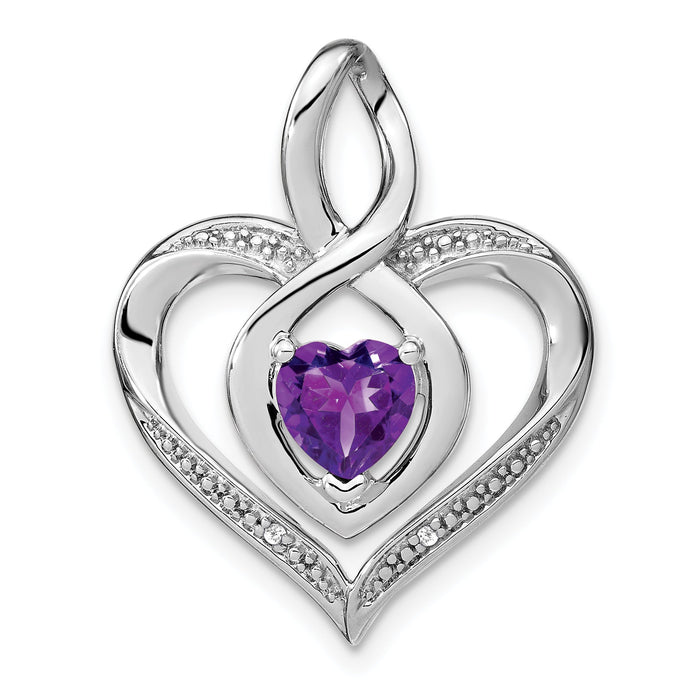 Amethyst and Diamond Heart In Heart Pendant by Fine Color Jewels