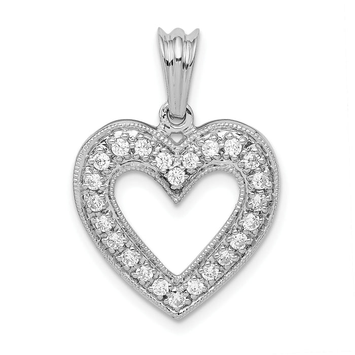 14k Gold Lab Grown Diamond Pave Heart Pendant by Fine Color Jewels