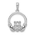 Lab Grown Diamond Claddagh Circle Pendant 14k Gold by Fine Color Jewels