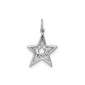 0.05 Ct Round White Diamond 14k White Gold Star Charm by Fine Color Jewels