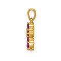 14k Gold Natural Ruby and Diamond Cross Pendant by Fine Color Jewels