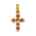 14k Gold Natural Ruby and Diamond Cross Pendant by Fine Color Jewels