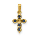 14k Gold Natural Sapphire Diamond Cross Pendant by Fine Color Jewels