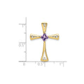 Natural Purple Amethyst and Diamond Cross Pendant Gold by Fine Color Jewels