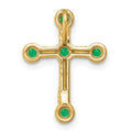 Natural Green Emerald Cross Gold Pendant by Fine Color Jewels