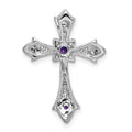 Gold Round Natural Amethyst and Diamond Pendant by Fine Color Jewels