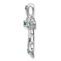 Gold Round Natural Emerald and Diamond Pendant by Fine Color Jewels