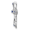 Gold Round Natural Blue Sapphire and Diamond Pendant by Fine Color Jewels
