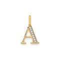 Natural Diamond Initial Letter 14k Gold Pendant by Fine Color Jewels