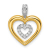 14k Two-tone 1/6 carat Lab Grown Diamond Dangle Double Heart Pendant