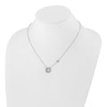 Lab Grown Diamond Heart and Circle Necklace 14k White Gold by Fine Color Jewels