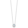 Sterling Silver Created Opal Oval Halo Necklace by Fine Color Jewels