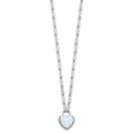 Sterling Silver Created Opal Heart Paperclip Link Necklace by Fine Color Jewels
